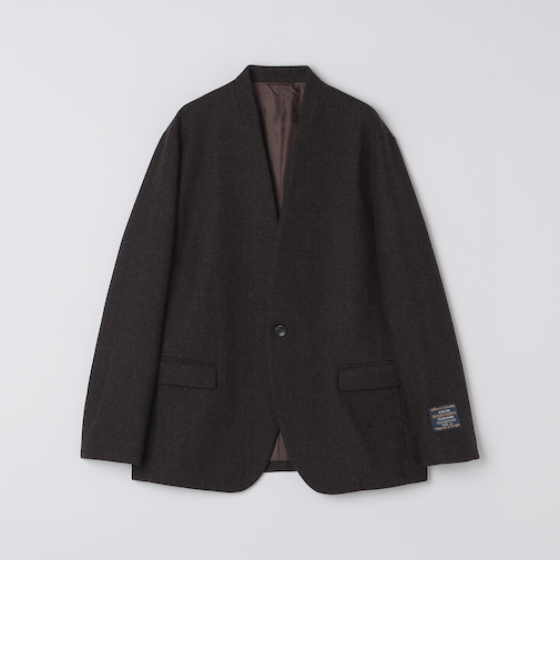 《予約》SHIPS Colors:T/W ツイード ノーカラー ジャケット(セットアップ対応可能)◆