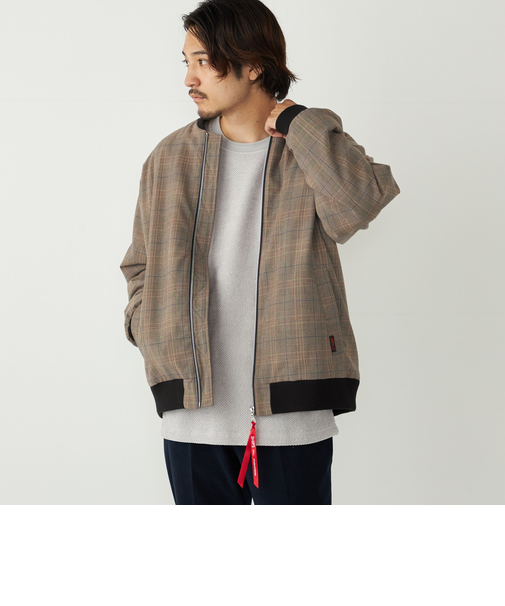 SHIPS Colors:チェック ボア ボマー ジャケット