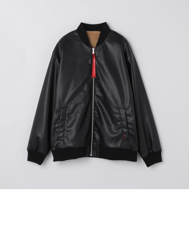 SHIPS Colors:合成皮革 ボア ボマー ジャケット