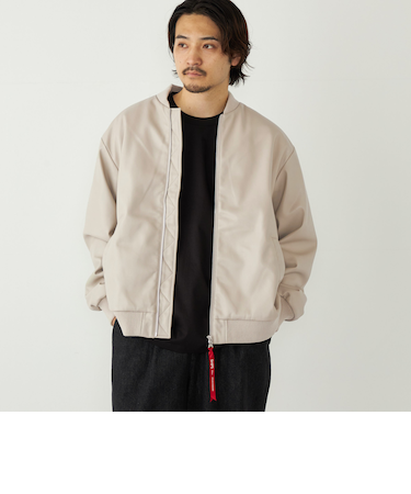 SHIPS Colors:合成皮革 ボア ボマー ジャケット