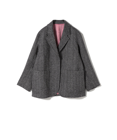 SHIPS Primary Navy Label:ヘリンボーンツイード ジャケット コート