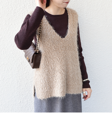 SHIPS Colors:〈手洗い可能〉ポコポコ ベスト × リブニット セット◇