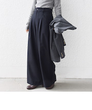 〈洗濯機可能〉ウールライク ポケット デザイン ワイド パンツ