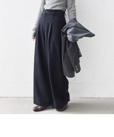〈洗濯機可能〉ウールライク ポケット デザイン ワイド パンツ
