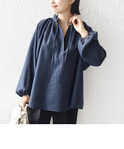 《予約》〈手洗い可能〉シアー タンブラー リボン デザイン ロング スリーブ ブラウス