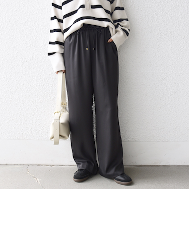《予約》〈手洗い可能〉サテン ドロスト パンツ
