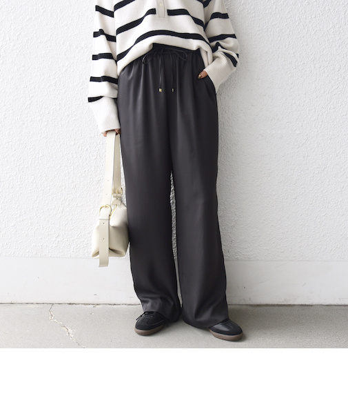 《予約》〈手洗い可能〉サテン ドロスト パンツ