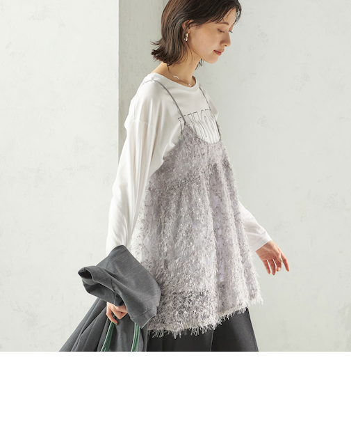 《予約》〈手洗い可能〉前後 2WAY レース キャミソール