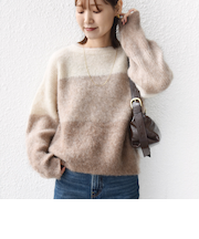 《予約》【WEB限定】〈手洗い可能〉モヘヤ混 グラデーション ニット プルオーバー