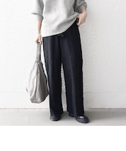 《予約》bon_meur:〈洗濯機可能〉ロゴ エンブロイダリー パッチワーク ワイド パンツ