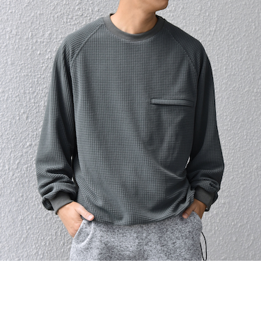 SHIPS any:〈洗濯機可能〉グリッド フリース スピンドル ポケット プルオーバー◆