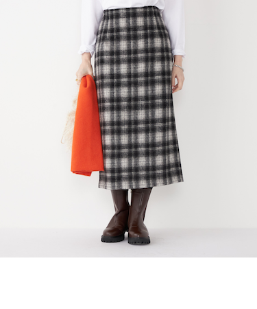 《予約》SHIPS Colors:起毛 チェック タイトスカート◆