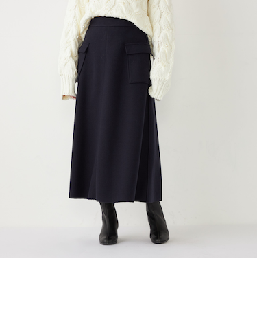 SHIPS Colors:〈手洗い可能〉ジャージーメルトン ポケット フレアスカート