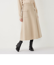 SHIPS Colors:〈手洗い可能〉ジャージーメルトン ポケット フレアスカート