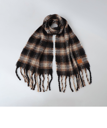 【WEB限定】SHIPS: オンブレチェック ボリューム マフラー