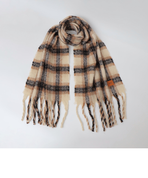 【WEB限定】SHIPS: オンブレチェック ボリューム マフラー