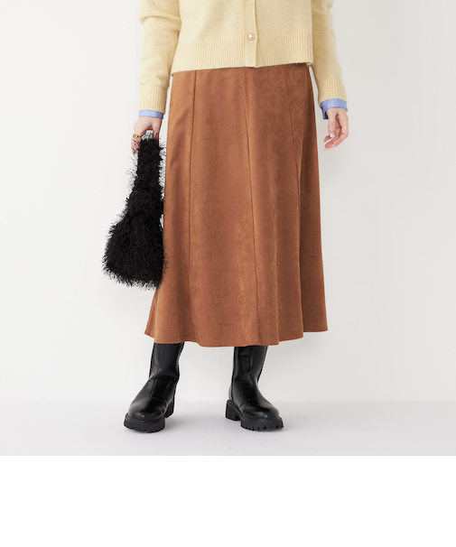 SHIPS Colors:〈手洗い可能〉フェイクスエード（ポリエステル）フレアスカート