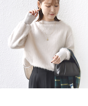 《予約》【WEB限定】〈手洗い可能〉バルフィー ロング シャギー ボトルネック プルオーバー