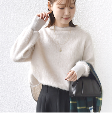 《予約》【WEB限定】〈手洗い可能〉バルフィー ロング シャギー ボトルネック プルオーバー