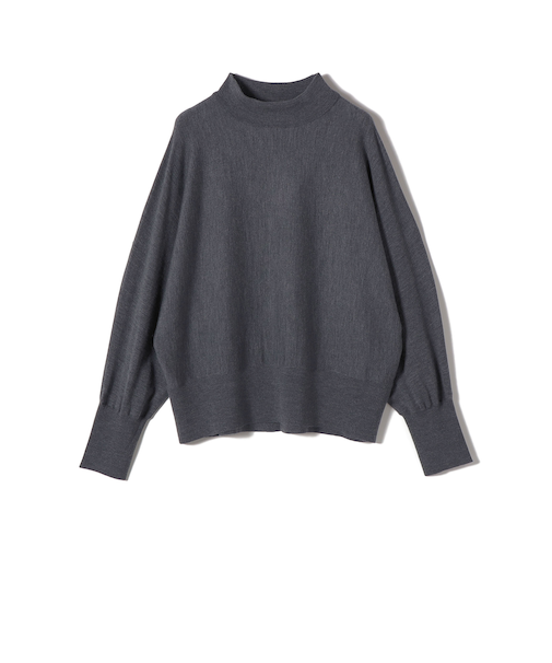 SHIPS Primary Navy Label:MERINO WOOL ハイネック ドルマン ニット