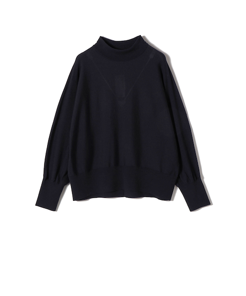 SHIPS Primary Navy Label:MERINO WOOL ハイネック ドルマン ニット