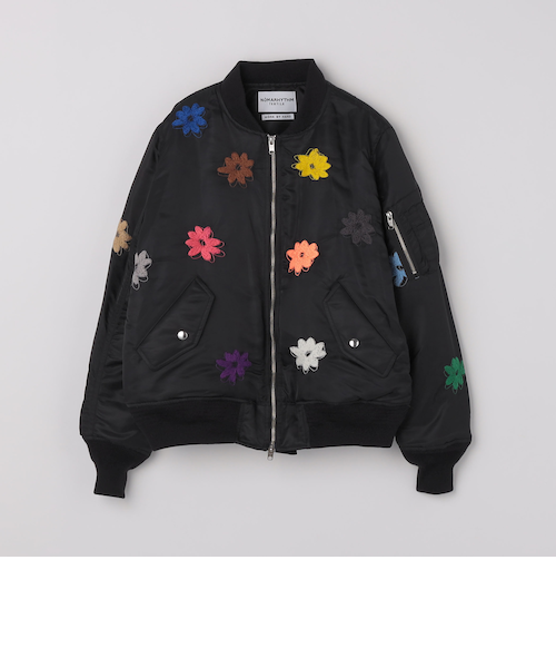 NOMARHYTHM TEXTILE ブラック MA-1ジャケット 花柄刺繍 【NOMARHYTHM