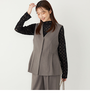 《予約》SHIPS Colors:〈手洗い可能〉ウールライク ペプラム ベスト（セットアップ対応可能）◆