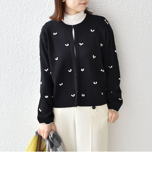 SHIPS Colors:〈手洗い可能〉ビジュー ノーカラー カーディガン◇