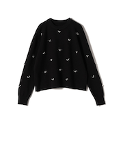 《予約》SHIPS Colors:〈手洗い可能〉ビジュー クルーネック プルオーバー◆