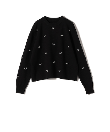 《予約》SHIPS Colors:〈手洗い可能〉ビジュー クルーネック プルオーバー◆