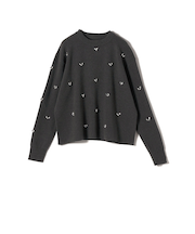 《予約》SHIPS Colors:〈手洗い可能〉ビジュー クルーネック プルオーバー◆