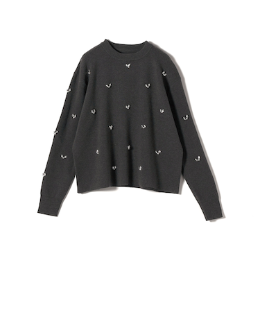 《予約》SHIPS Colors:〈手洗い可能〉ビジュー クルーネック プルオーバー◆