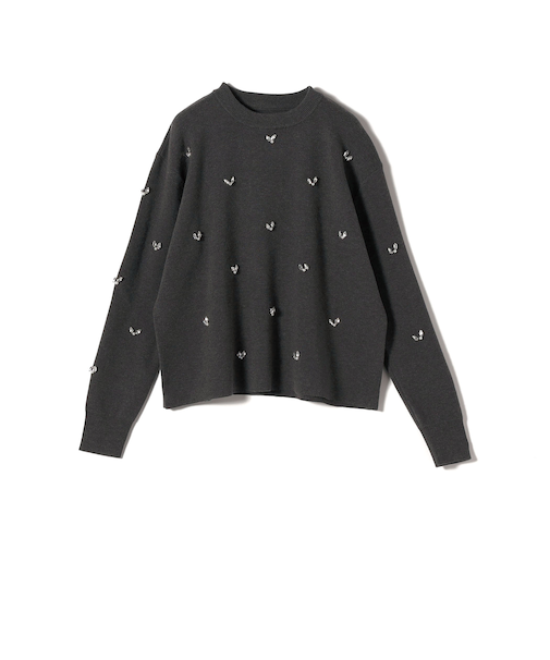 《予約》SHIPS Colors:〈手洗い可能〉ビジュー クルーネック プルオーバー◆