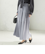 《予約》〈手洗い可能〉サテン プリーツ ティアード スカート