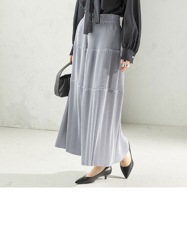 《予約》〈手洗い可能〉サテン プリーツ ティアード スカート