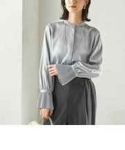 《予約》〈手洗い可能〉プリーツ 袖 デザイン ブラウス