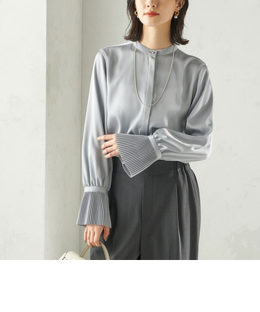 《予約》〈手洗い可能〉プリーツ 袖 デザイン ブラウス