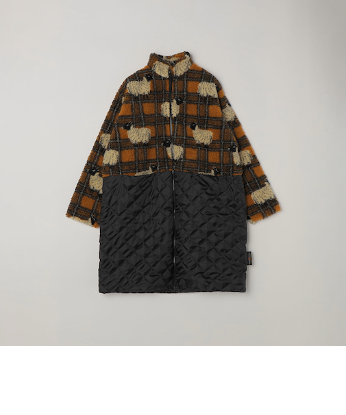 FARFIELD ORIGINAL: フリース コンビ キルティングコート