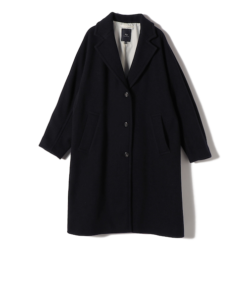 SHIPS Primary Navy Label:ヘリンボーン ウール シングル チェスター コート