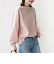 《予約》〈手洗い可能〉コットン カシミヤ混 スカラップヘム ボートネック プルオーバー