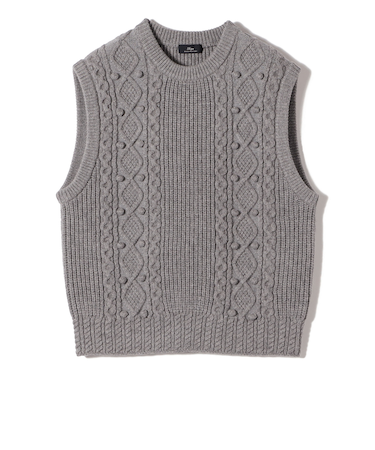 SHIPS Primary Navy Label:〈手洗い可能〉PON PON ケーブル ベスト