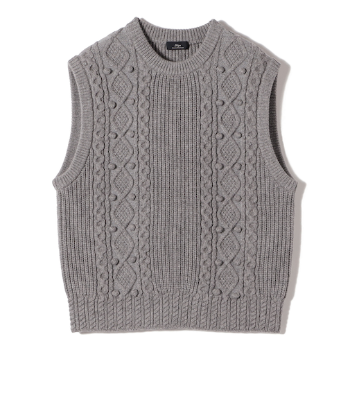 SHIPS Primary Navy Label:〈手洗い可能〉PON PON ケーブル ベスト