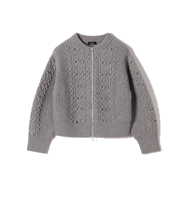 SHIPS Primary Navy Label:〈手洗い可能〉PON PON ケーブル ジップ アップ カーディガン