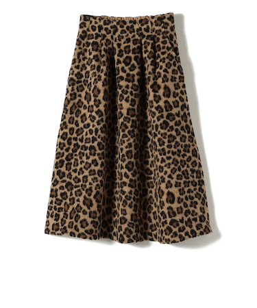 SHIPS Colors:〈手洗い可能〉レオパード ジャカード タック スカート