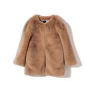 SHIPS Primary Navy Label:フェイク ファー ノーカラー ハーフ コート