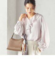 《予約》〈手洗い可能〉ジョーゼット フリル カラー ブラウス（セレモニー対応可）