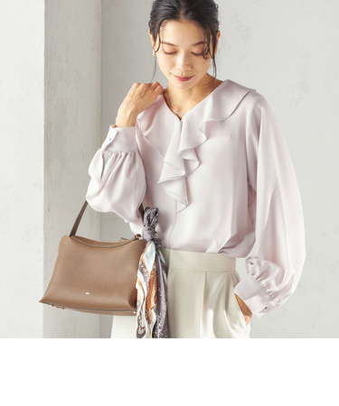 《予約》〈手洗い可能〉ジョーゼット フリル カラー ブラウス（セレモニー対応可）