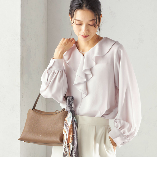 《予約》〈手洗い可能〉ジョーゼット フリル カラー ブラウス（セレモニー対応可）