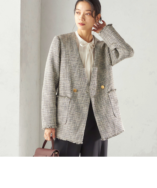 予約》トライスピン 杢 ツイード カラーレス ジャケット（セレモニー