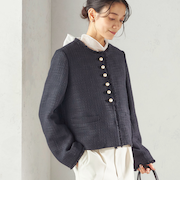 《予約》トライスピン 杢 ツイード パール モチーフ ボタン ジャケット（セレモニー対応可）